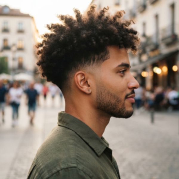Black Male And Afro Blowout Low Taper Fade Curly Hair