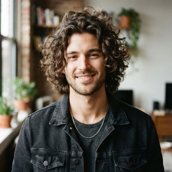 Wavy Medium Messy Curly Hairstyle
