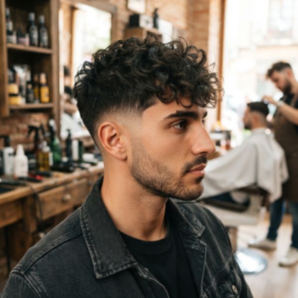 Textured Fringe Blowout Low Taper Fade Curly Hair