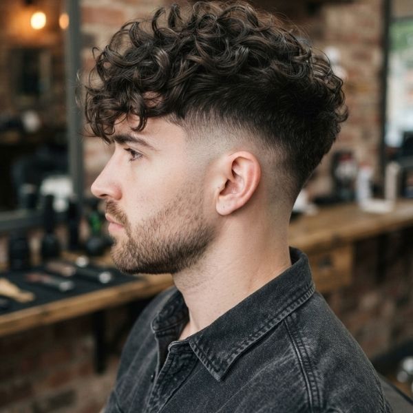 Undercut Medium Messy Men Curly Hairstyles