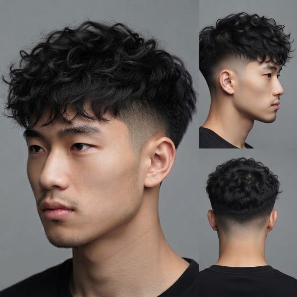 High Burst Fade Straight Hair with Messy Top