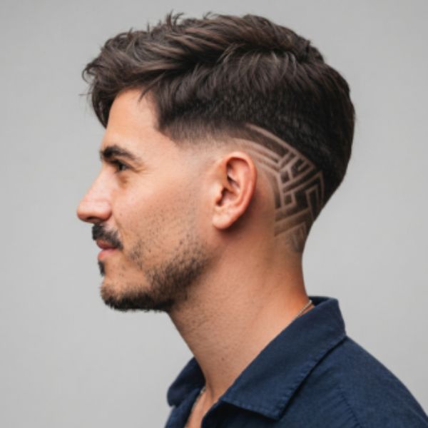 Mid Burst Fade Straight Hair Side Sweep