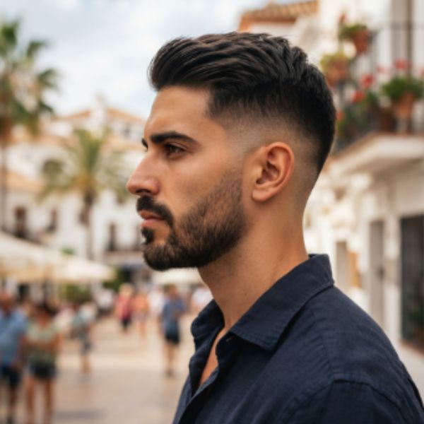 Long Crew Cut Hairstyle Men Straight Hair