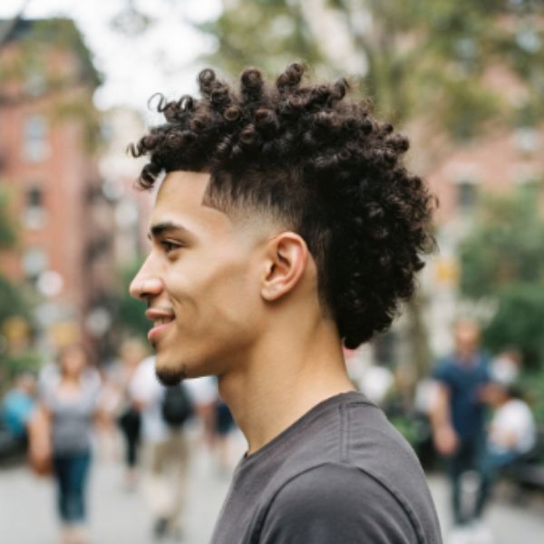 Mohawk Burst Fade Curly Hair