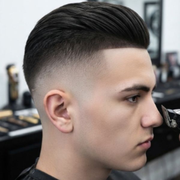 Burst Fade Design on Straight Hair