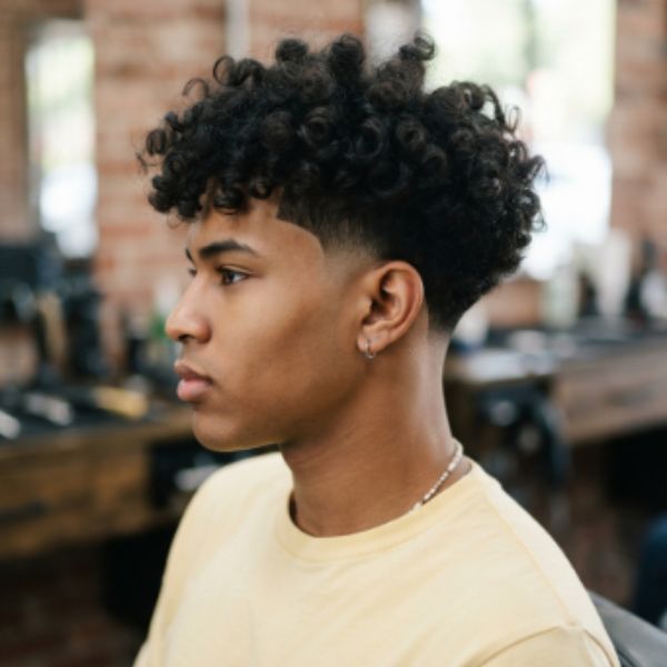 Short Burst Fade Curly Hair