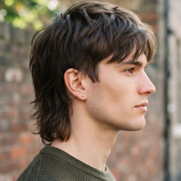 Short Wolf Cut Men Straight Hair