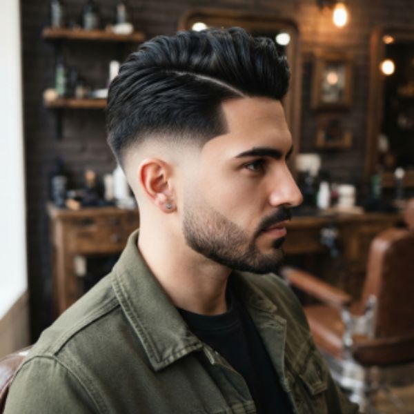 Straight Burst Fade Comb Over