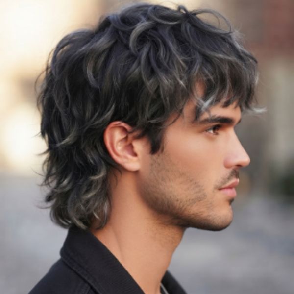 Short Wolf Cut Men Wavy Hair