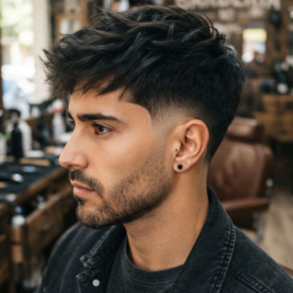 Textured Straight Burst Fade