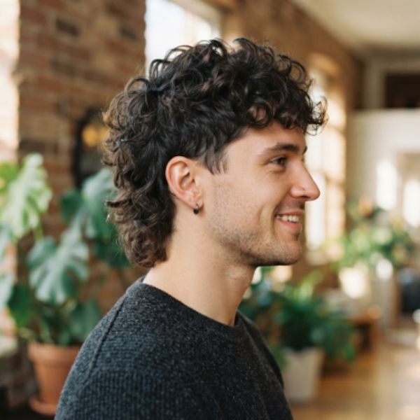 Short Wolf Cut Men Curly and Curly Hair Short Wolf Cuts Men
