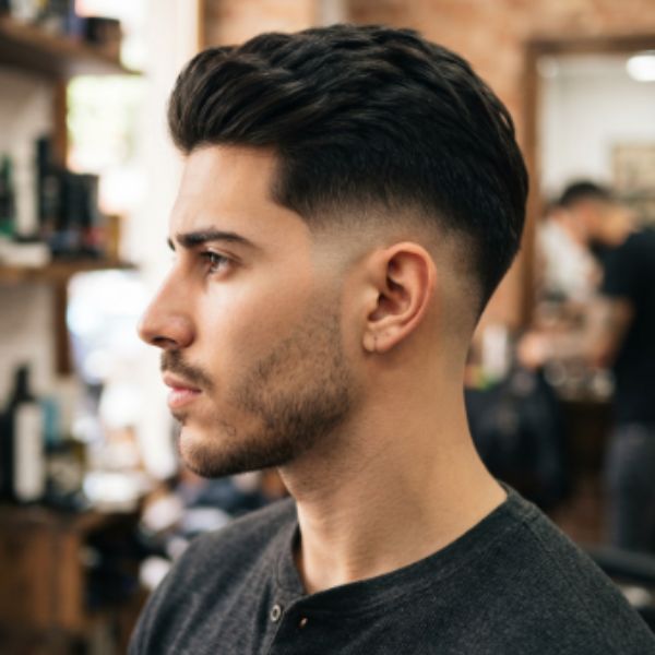 Straight Burst Fade for Thick Hair