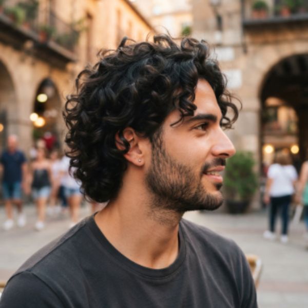 Thick Medium Messy Men Curly Hairstyles