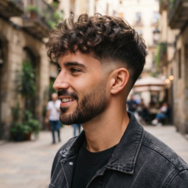 Short Sides Medium Messy Men Curly Hairstyles