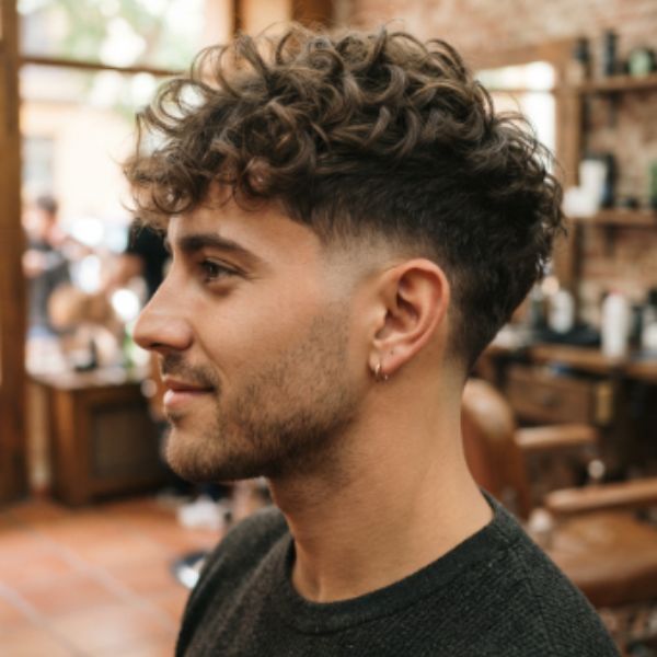 Fade Medium Messy Men Curly Hairstyles