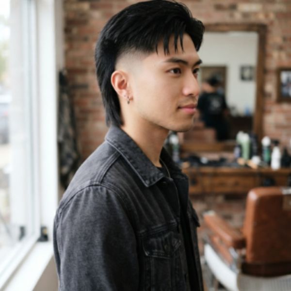 Straight Hair Mullet Fade
