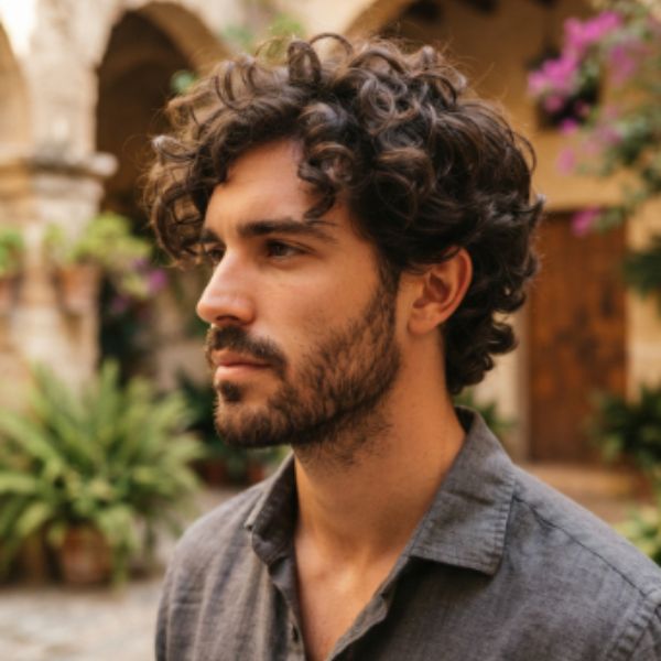 Length Medium Messy Men Curly Hairstyles