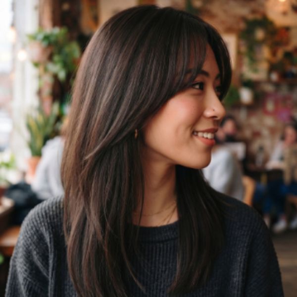 Straight Hair Mullet with Fringe or Bangs