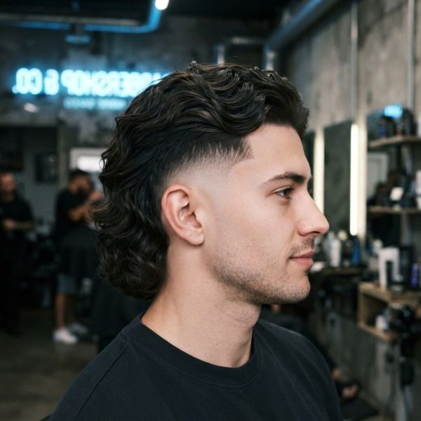 Wavy Hair Mullet Fade