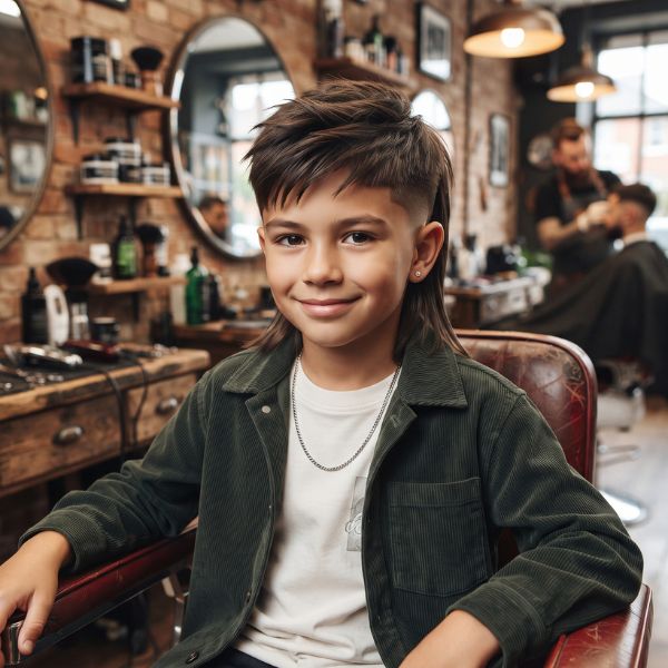 Boys Modern Mullet Straight Hair