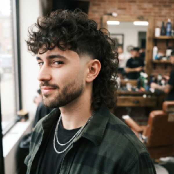 Burst Fade Design on Curly Hair