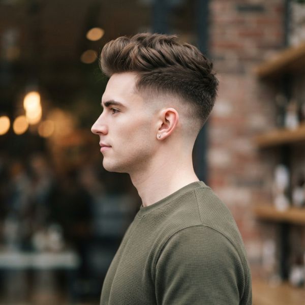 Long Crew Cut Hairstyle Men Without Beard