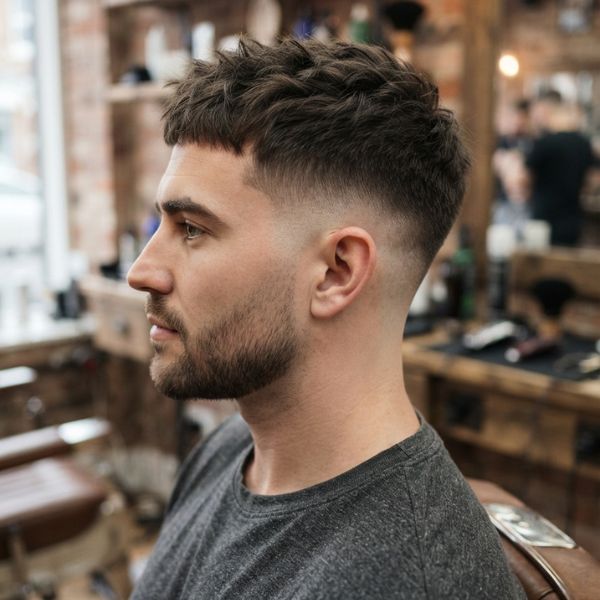 Messy Mid Fade Crew Cut