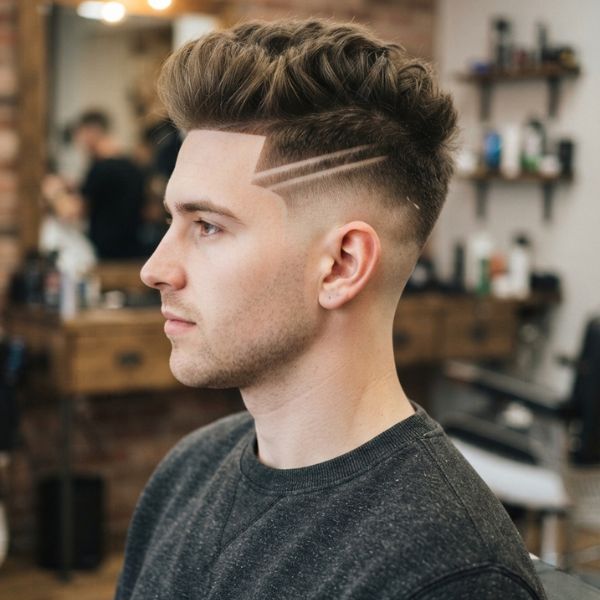 Mid Fade Crew Cut with Line Up