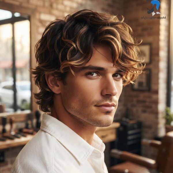 Short Wolf Cut Men Wavy Hair