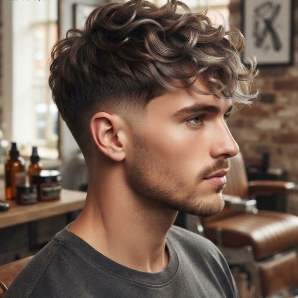 Short Wolf Cut Men Curly and Curly Hair Short Wolf Cuts Men