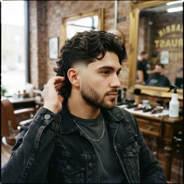 Burst Fade Wavy Mullet