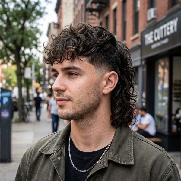 Burst Fade Wavy Mullet