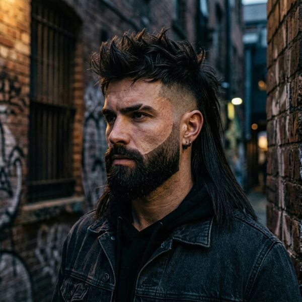 Edgy Mullet with Beard