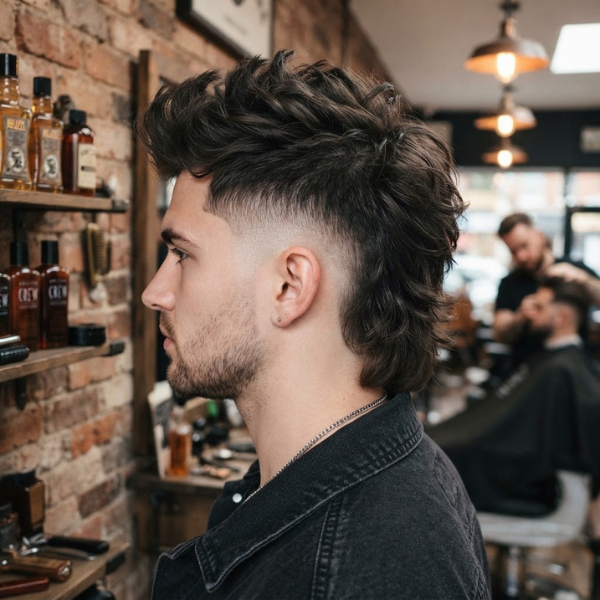 High Burst Fade Mullet