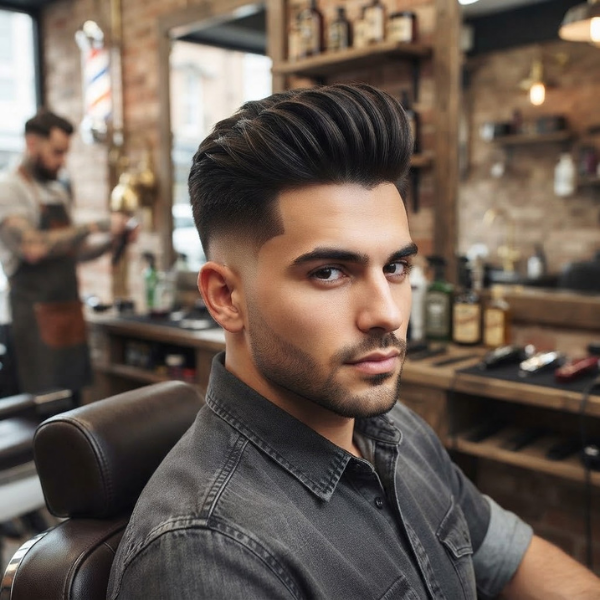 High Burst Fade Pompadour