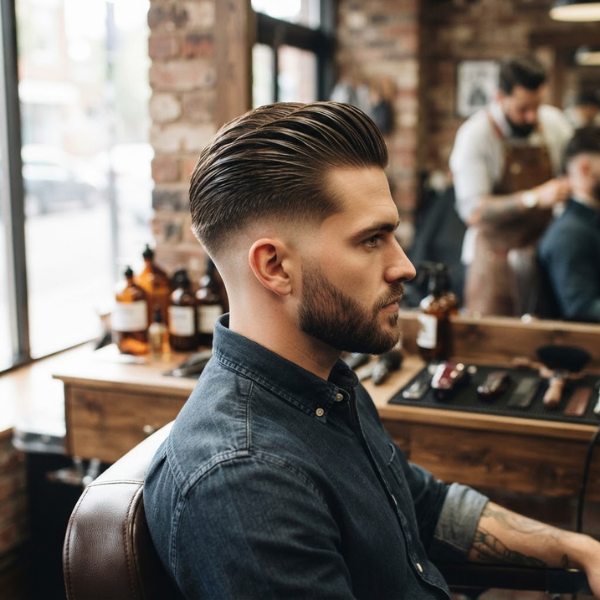 High Burst Fade Slick Back