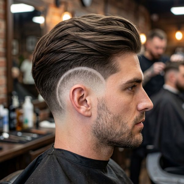 Long Burst Fade Straight Hair Flow Back