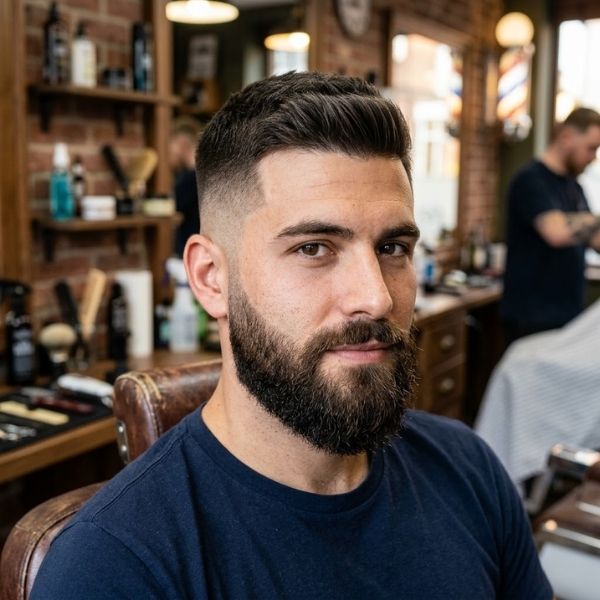 Low Fade Crew Cut with Beard