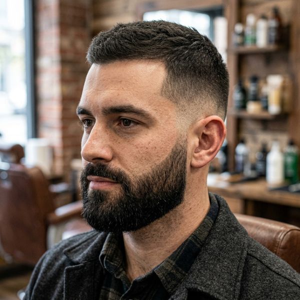 Low Fade Crew Cut with Beard (2)
