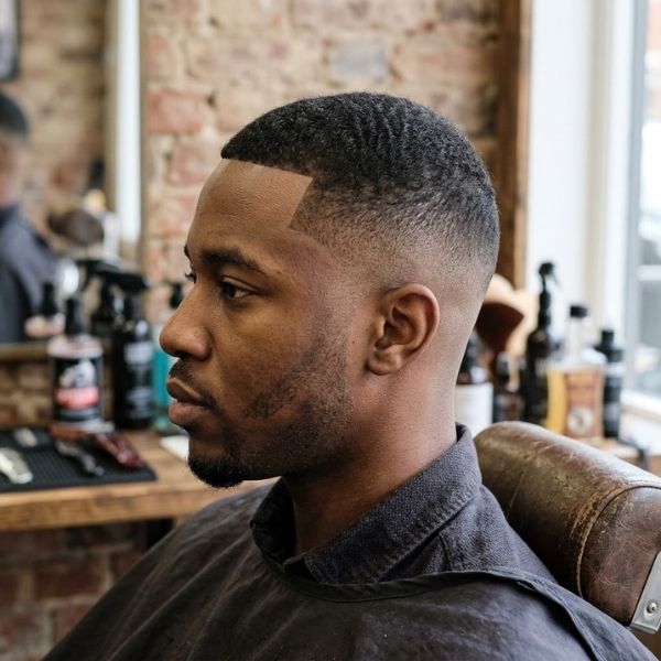 Low Fade Crew Cut with Line Up