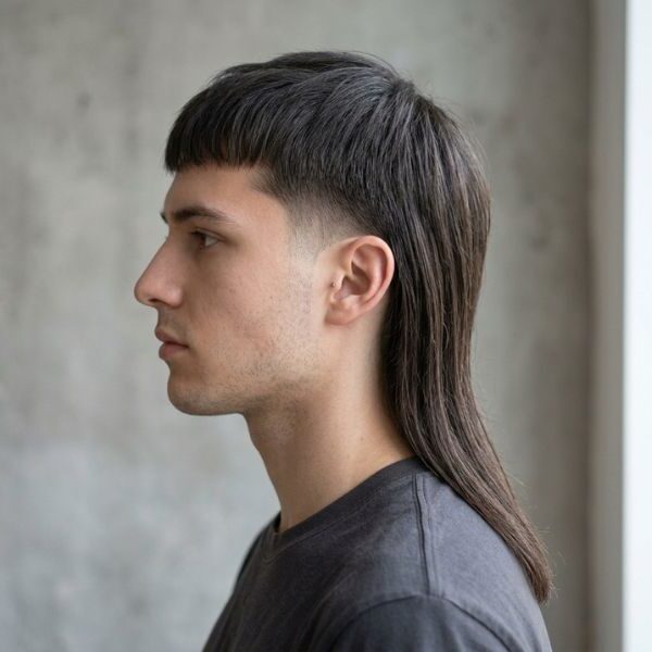 Low Taper Straight Hair Mullet