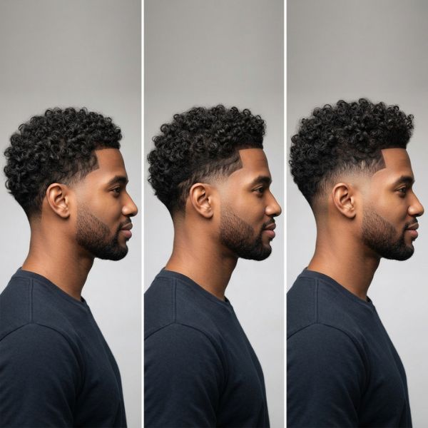 Low vs Mid vs High Burst Fade Curly Hair