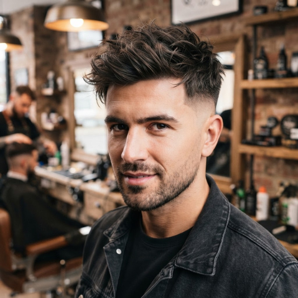 Messy Mid Fade Crew Cut