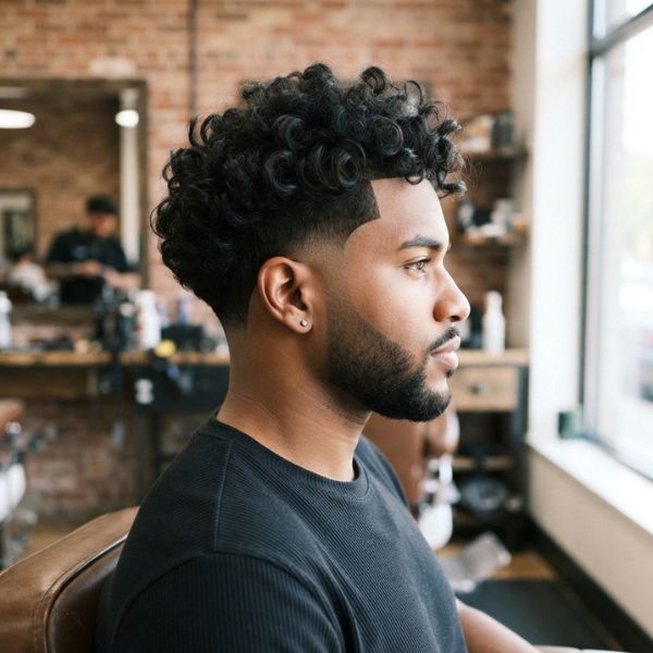Mid Taper Burst Fade Curly Hair