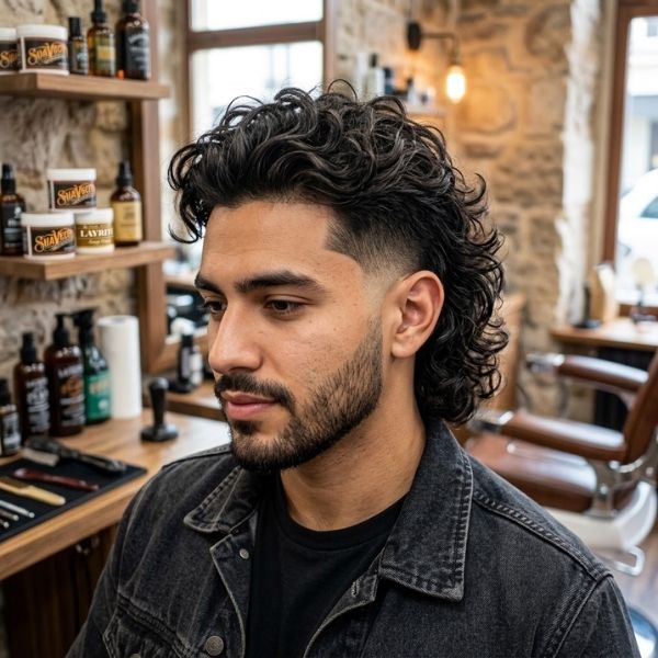 Mid burst fade mullet and mid burst fade mohawk