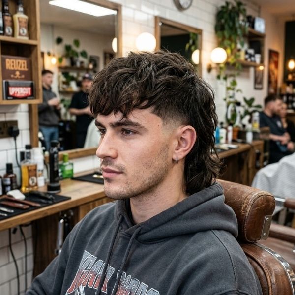 Mid burst fade textured fringe