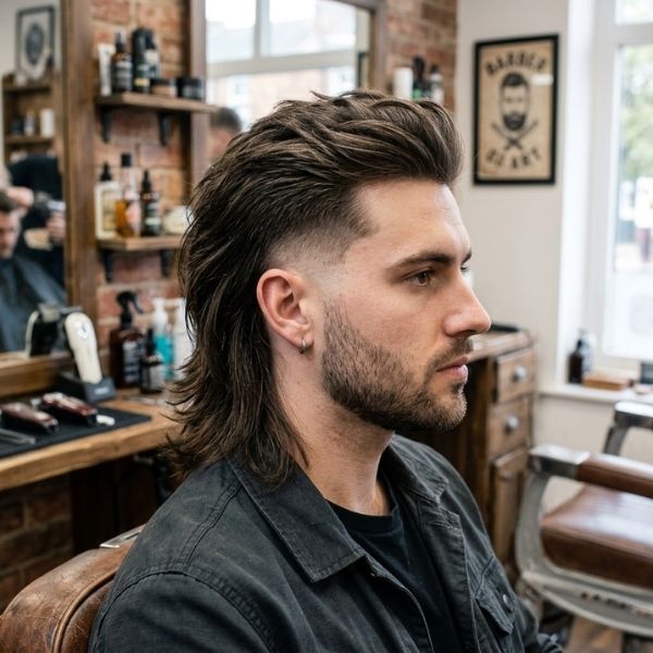 Modern Mullet Fade Straight Hair