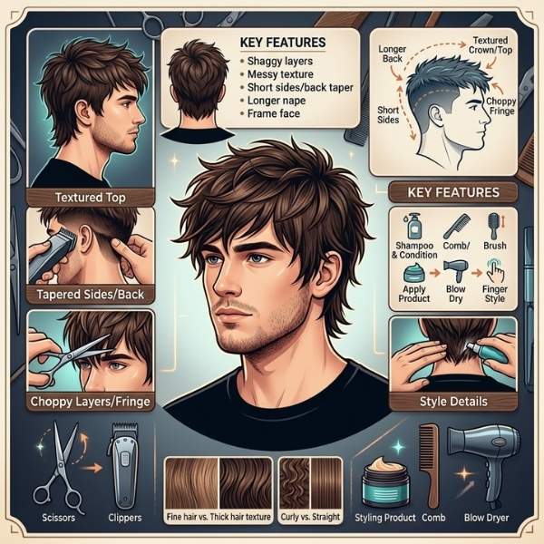 Short Wolf Cut Men Hairstyle Basics