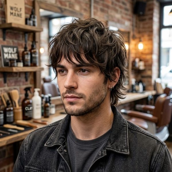 Short Wolf Cut Men Straight Hair