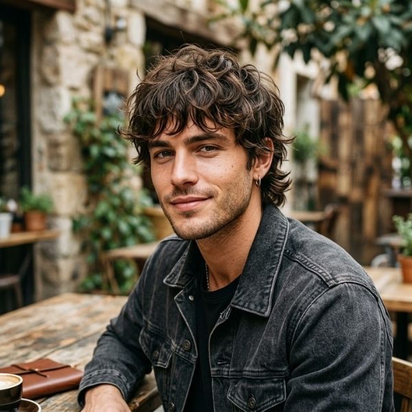 Short Wolf Cut Men Wavy Hair
